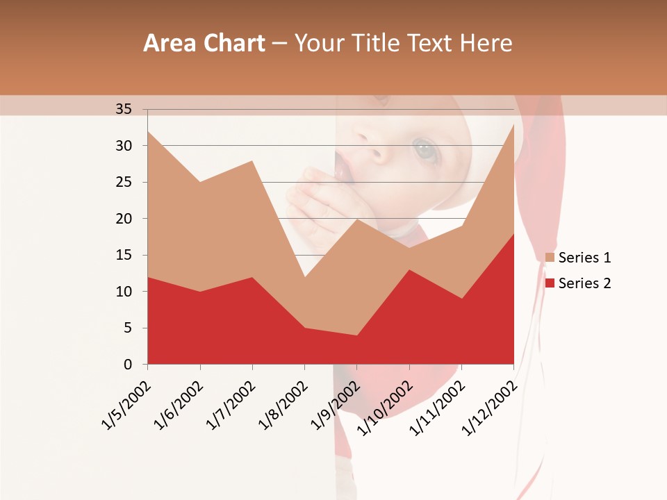 A Baby In A Santa Hat Peeking Out From Behind A Wall PowerPoint Template