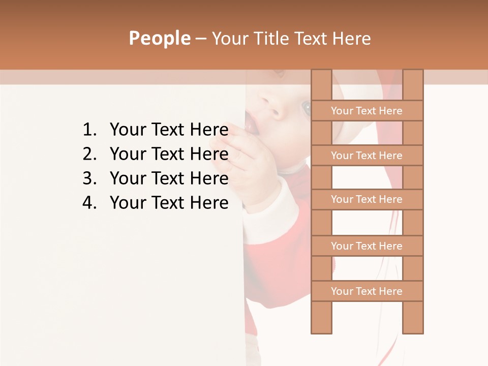 A Baby In A Santa Hat Peeking Out From Behind A Wall PowerPoint Template