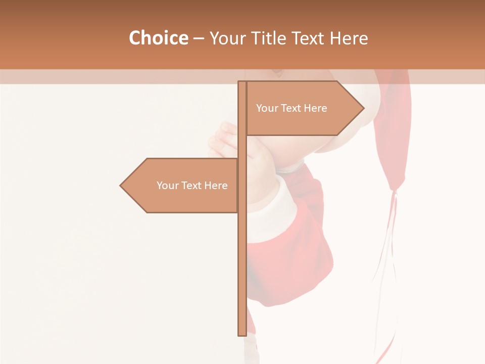 A Baby In A Santa Hat Peeking Out From Behind A Wall PowerPoint Template