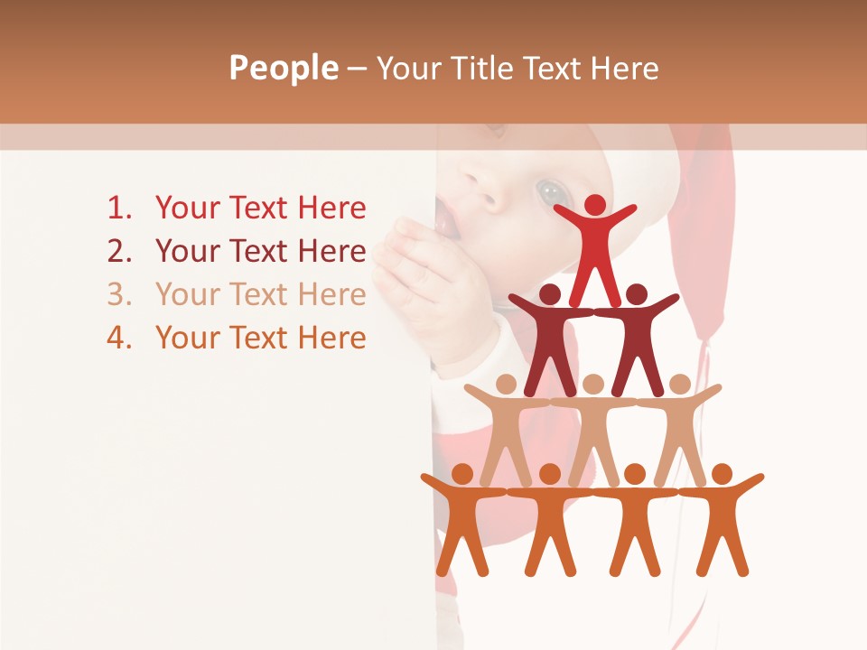 A Baby In A Santa Hat Peeking Out From Behind A Wall PowerPoint Template