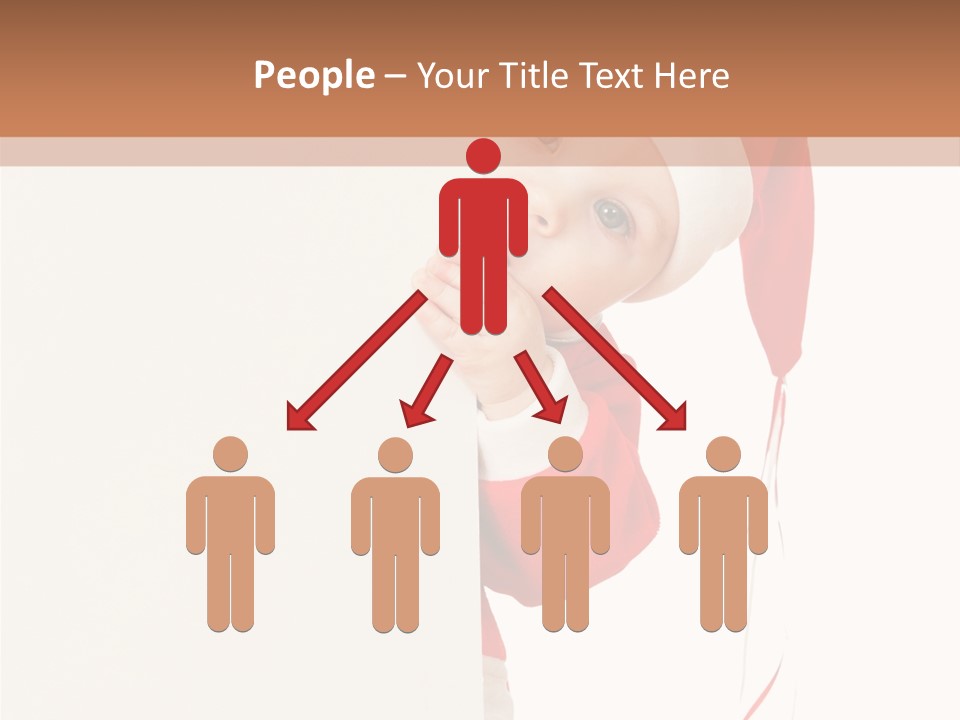 A Baby In A Santa Hat Peeking Out From Behind A Wall PowerPoint Template