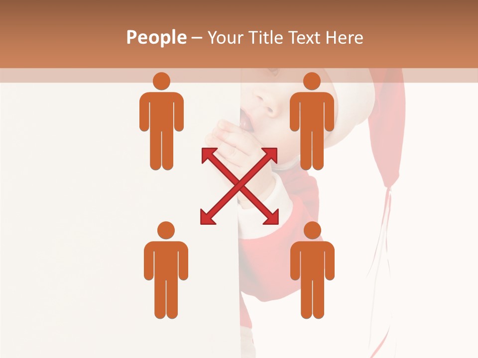 A Baby In A Santa Hat Peeking Out From Behind A Wall PowerPoint Template