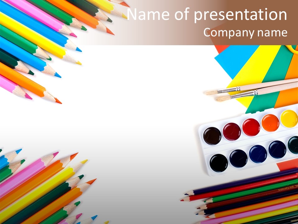 Desk Primary Pen PowerPoint Template