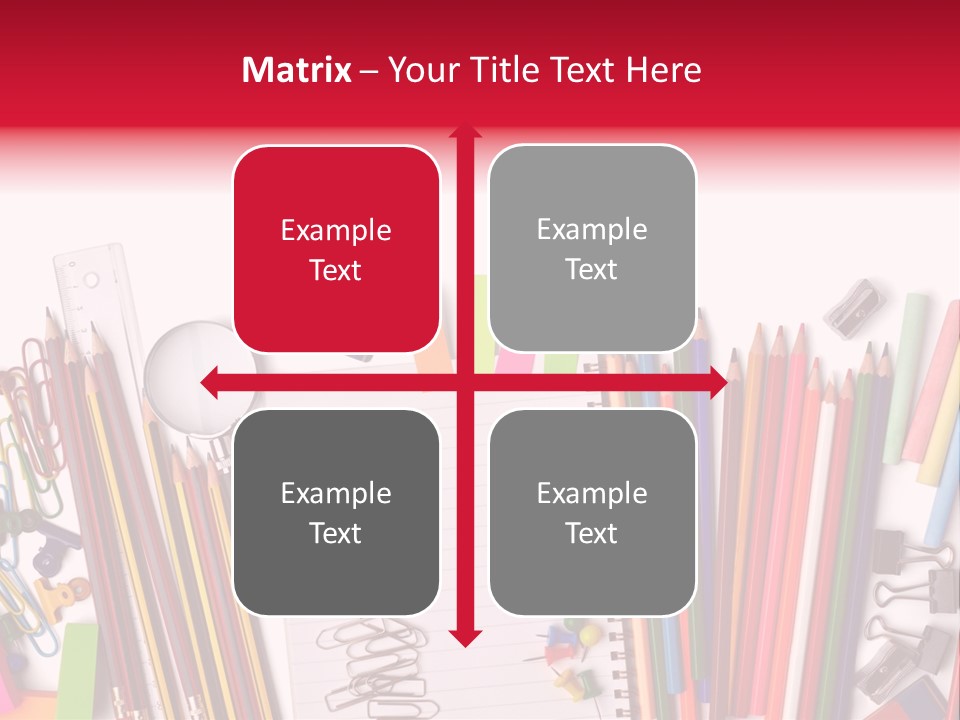 A Pile Of School Supplies With A Name Of Presentation PowerPoint Template