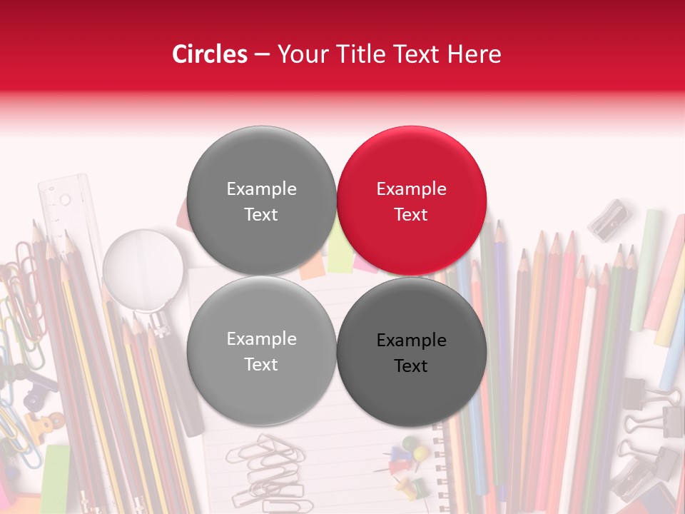 A Pile Of School Supplies With A Name Of Presentation PowerPoint Template