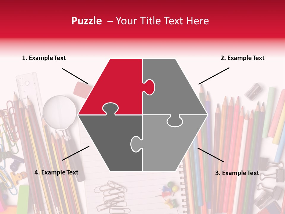 A Pile Of School Supplies With A Name Of Presentation PowerPoint Template