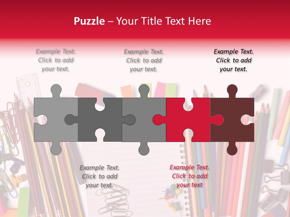 A Pile Of School Supplies With A Name Of Presentation PowerPoint Template