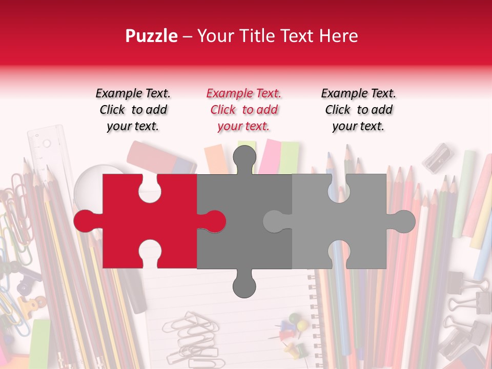 A Pile Of School Supplies With A Name Of Presentation PowerPoint Template