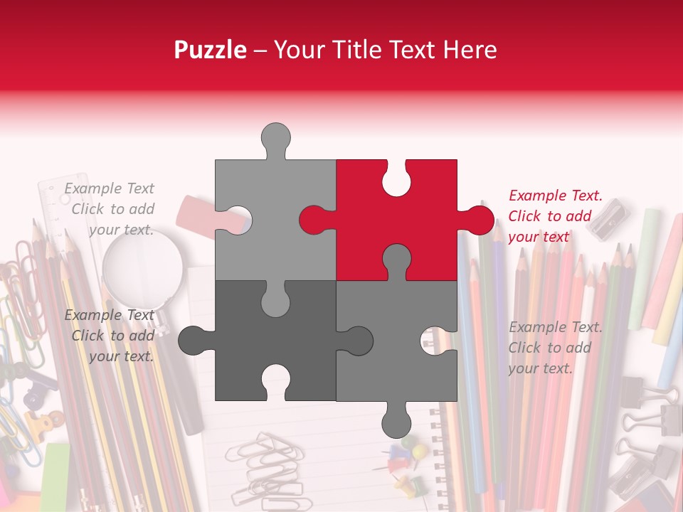 A Pile Of School Supplies With A Name Of Presentation PowerPoint Template