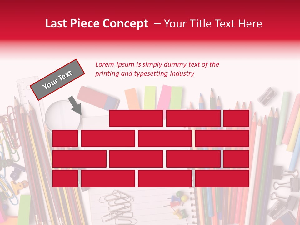 A Pile Of School Supplies With A Name Of Presentation PowerPoint Template