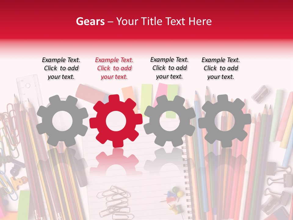 A Pile Of School Supplies With A Name Of Presentation PowerPoint Template