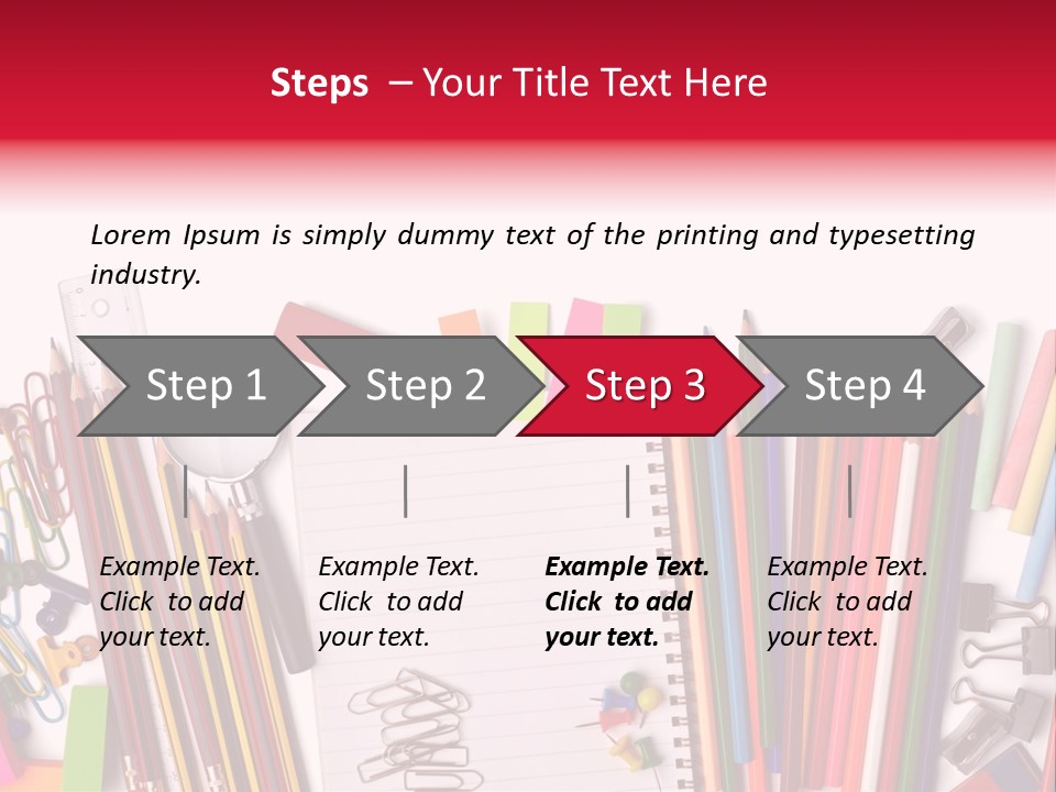 A Pile Of School Supplies With A Name Of Presentation PowerPoint Template