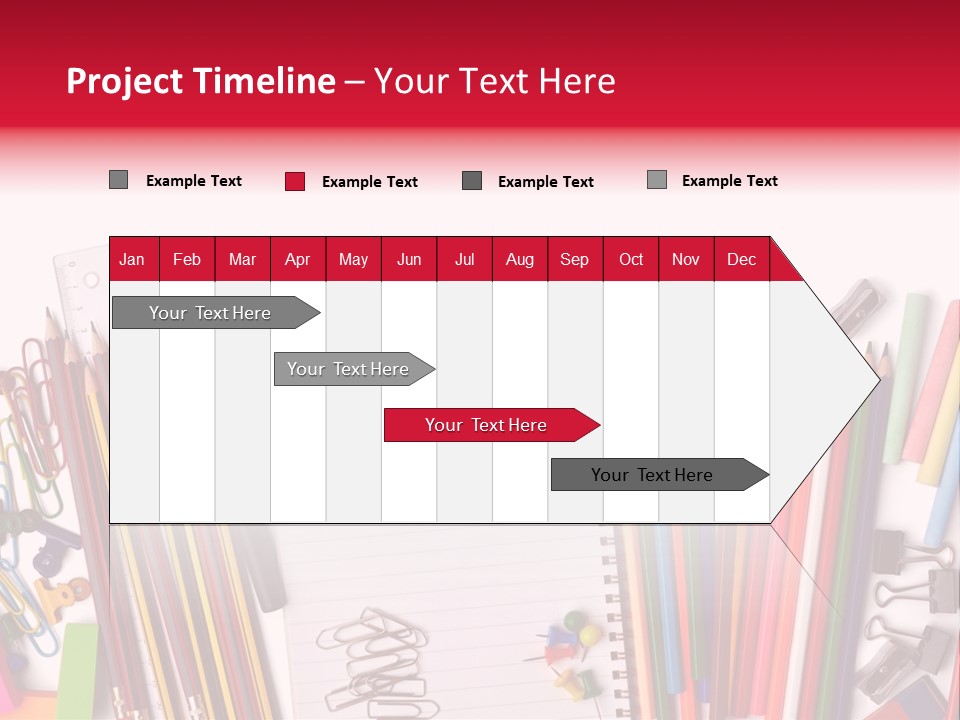 A Pile Of School Supplies With A Name Of Presentation PowerPoint Template