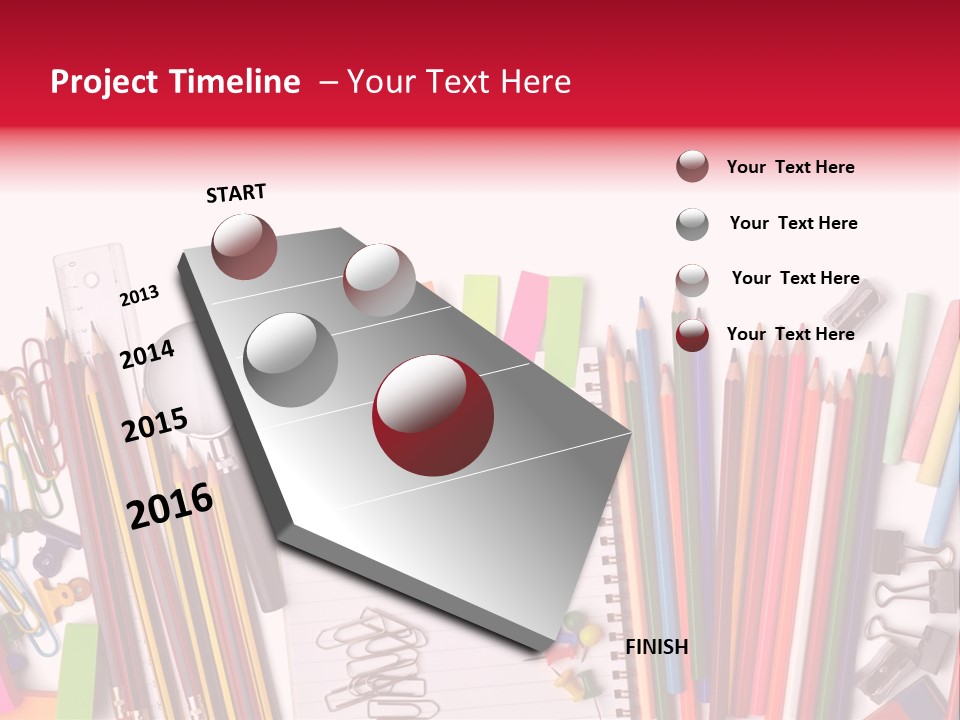 A Pile Of School Supplies With A Name Of Presentation PowerPoint Template