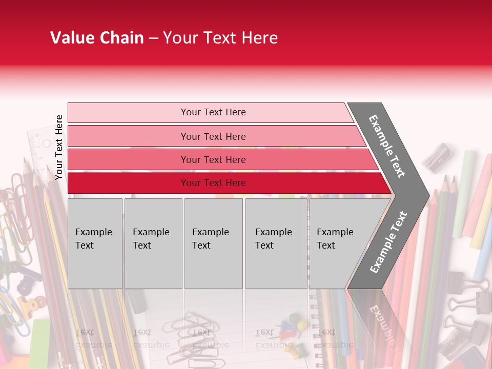 A Pile Of School Supplies With A Name Of Presentation PowerPoint Template