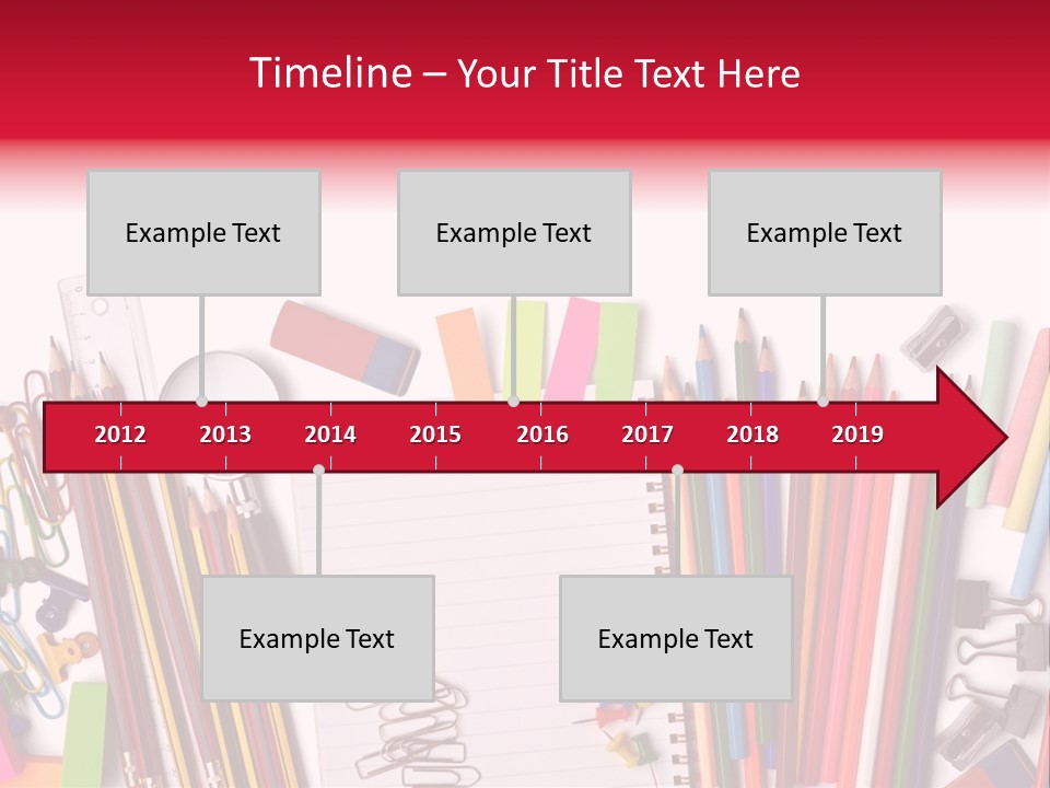 A Pile Of School Supplies With A Name Of Presentation PowerPoint Template