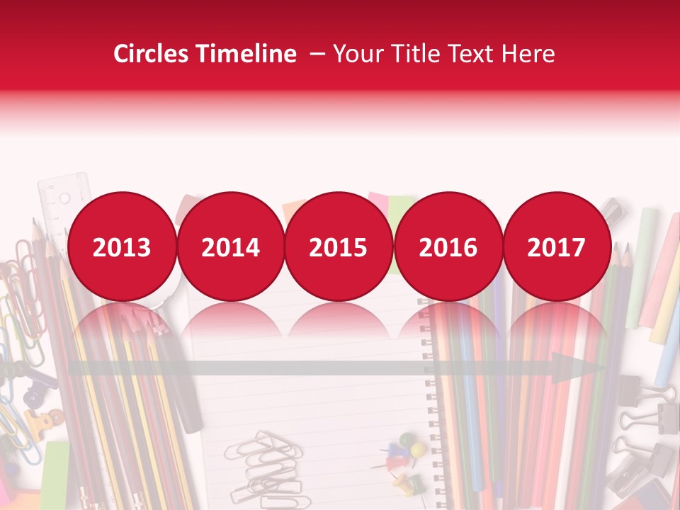 A Pile Of School Supplies With A Name Of Presentation PowerPoint Template