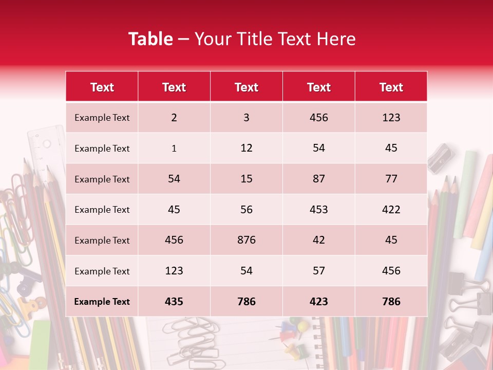 A Pile Of School Supplies With A Name Of Presentation PowerPoint Template