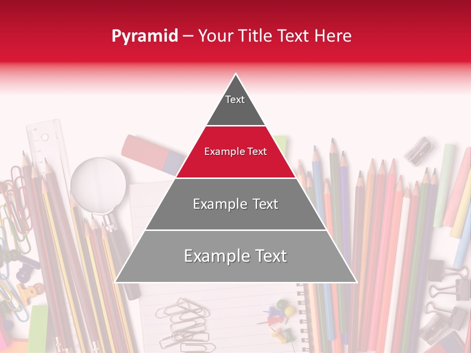 A Pile Of School Supplies With A Name Of Presentation PowerPoint Template