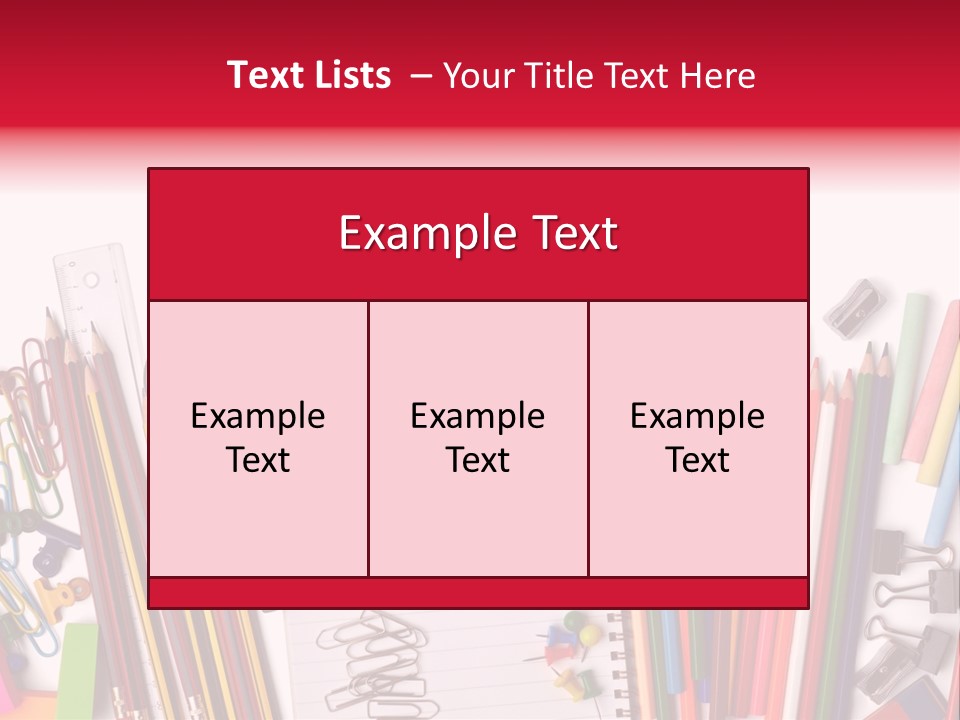 A Pile Of School Supplies With A Name Of Presentation PowerPoint Template