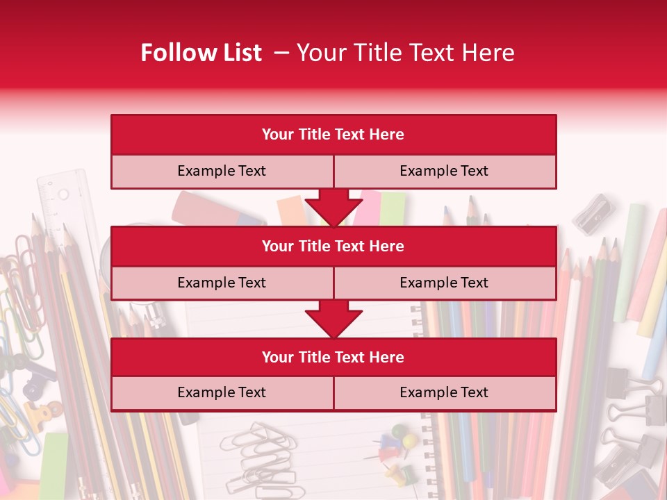 A Pile Of School Supplies With A Name Of Presentation PowerPoint Template