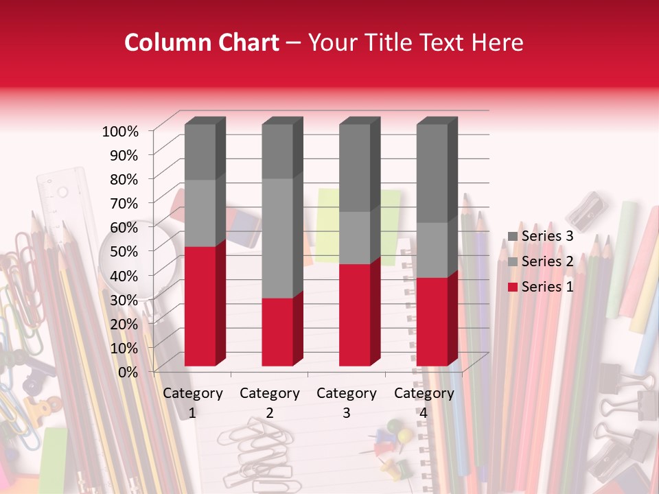 A Pile Of School Supplies With A Name Of Presentation PowerPoint Template
