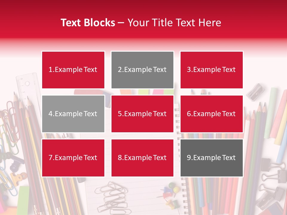 A Pile Of School Supplies With A Name Of Presentation PowerPoint Template