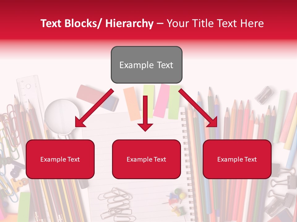 A Pile Of School Supplies With A Name Of Presentation PowerPoint Template