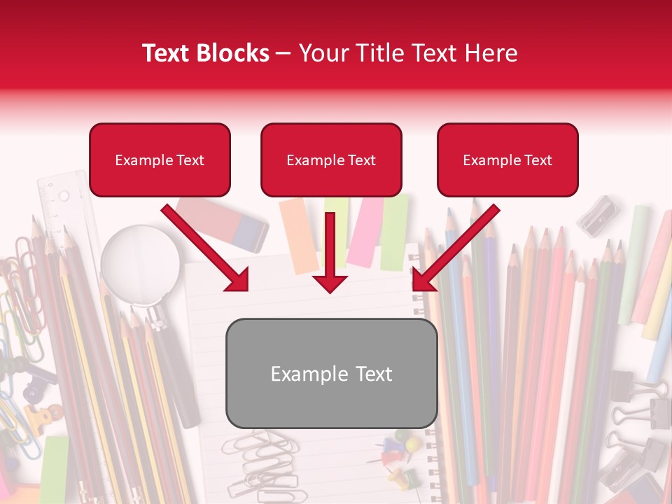 A Pile Of School Supplies With A Name Of Presentation PowerPoint Template