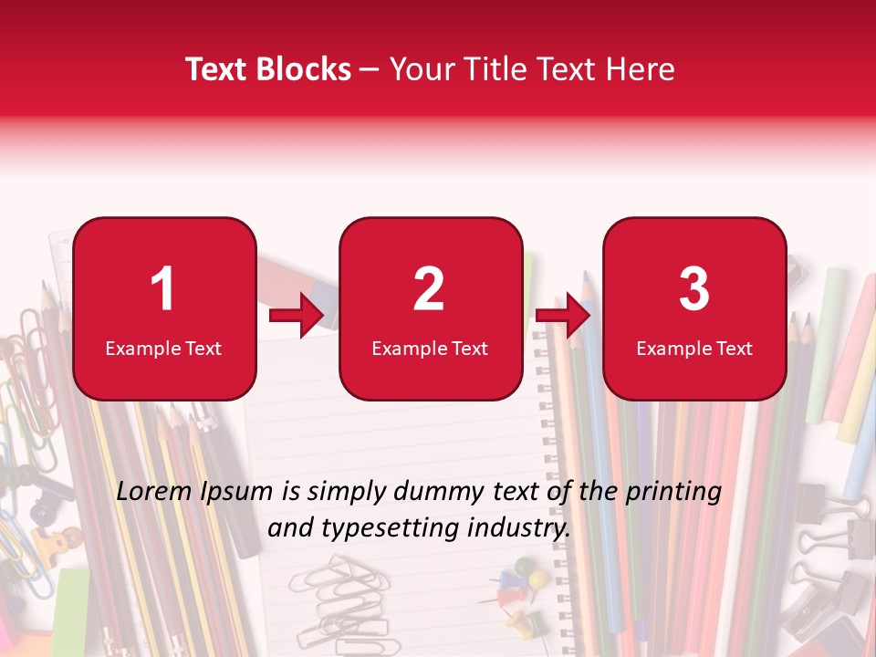 A Pile Of School Supplies With A Name Of Presentation PowerPoint Template