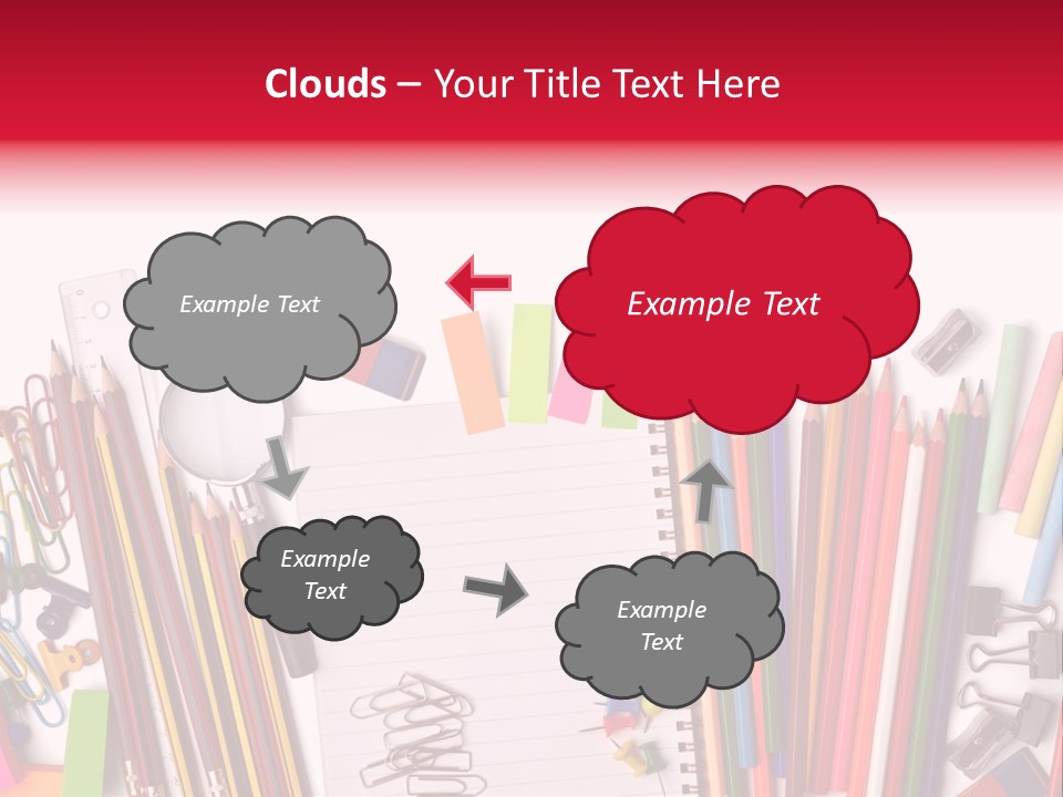 A Pile Of School Supplies With A Name Of Presentation PowerPoint Template