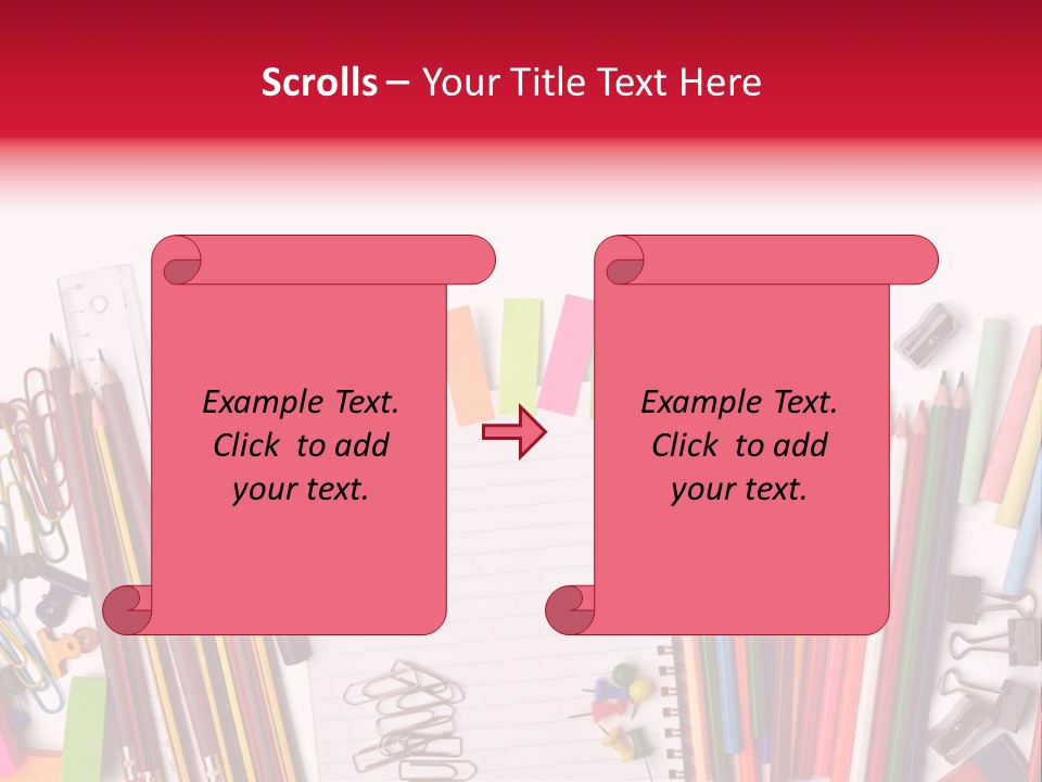 A Pile Of School Supplies With A Name Of Presentation PowerPoint Template