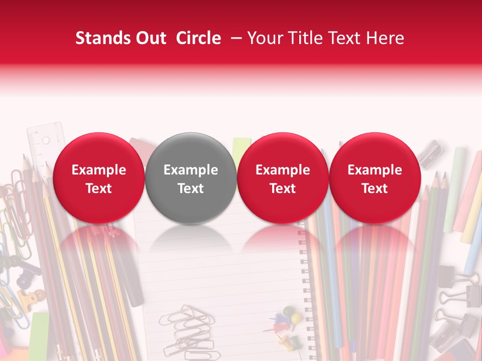 A Pile Of School Supplies With A Name Of Presentation PowerPoint Template