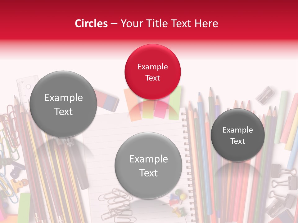 A Pile Of School Supplies With A Name Of Presentation PowerPoint Template