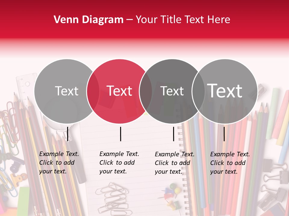 A Pile Of School Supplies With A Name Of Presentation PowerPoint Template