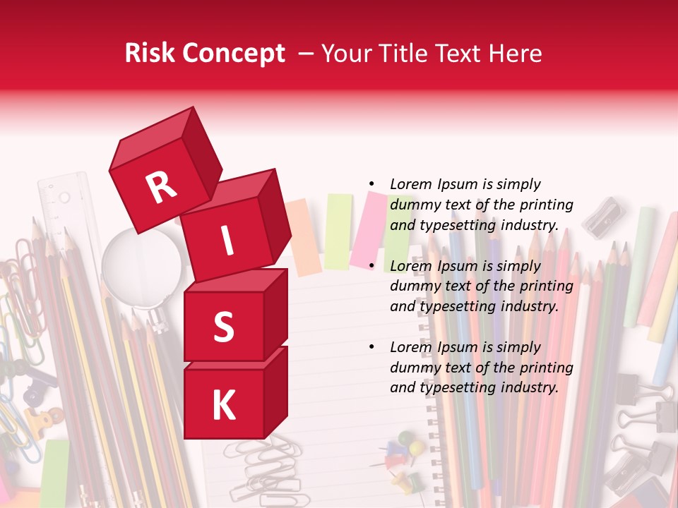 A Pile Of School Supplies With A Name Of Presentation PowerPoint Template