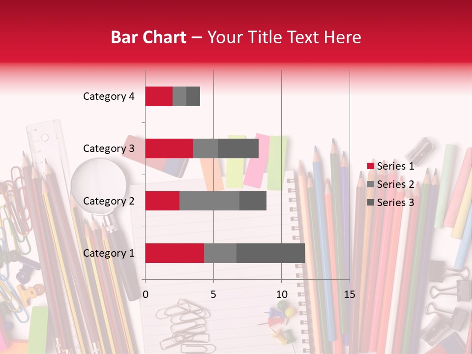 A Pile Of School Supplies With A Name Of Presentation PowerPoint Template