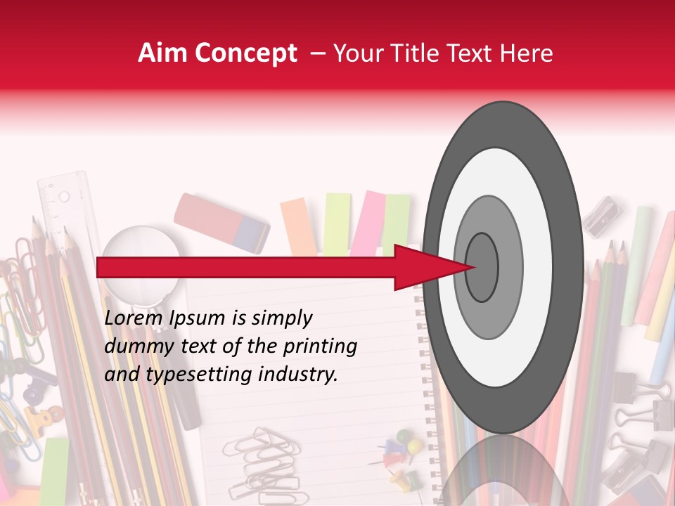 A Pile Of School Supplies With A Name Of Presentation PowerPoint Template