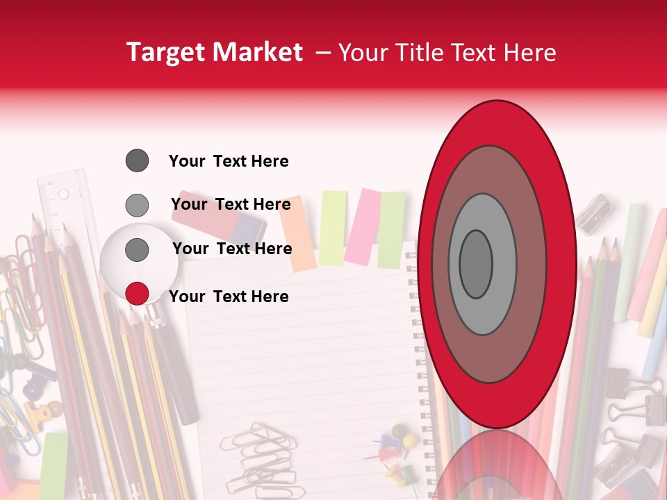 A Pile Of School Supplies With A Name Of Presentation PowerPoint Template