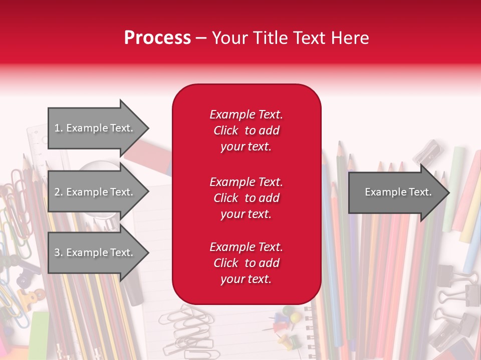 A Pile Of School Supplies With A Name Of Presentation PowerPoint Template