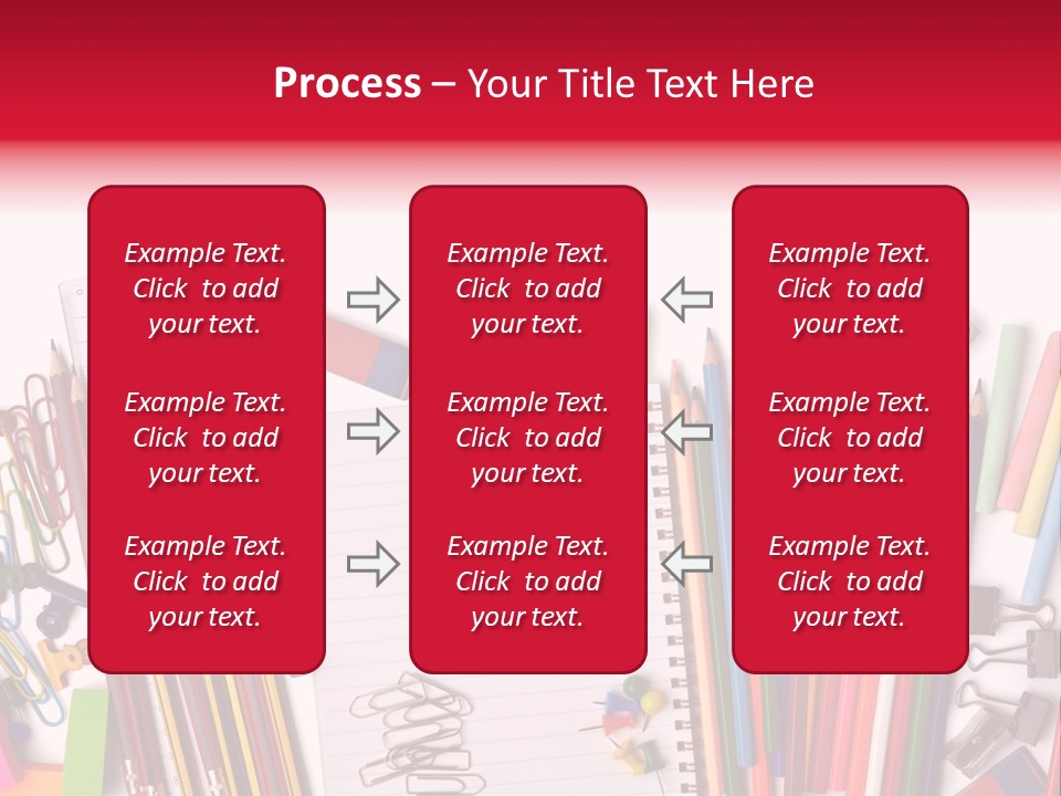 A Pile Of School Supplies With A Name Of Presentation PowerPoint Template