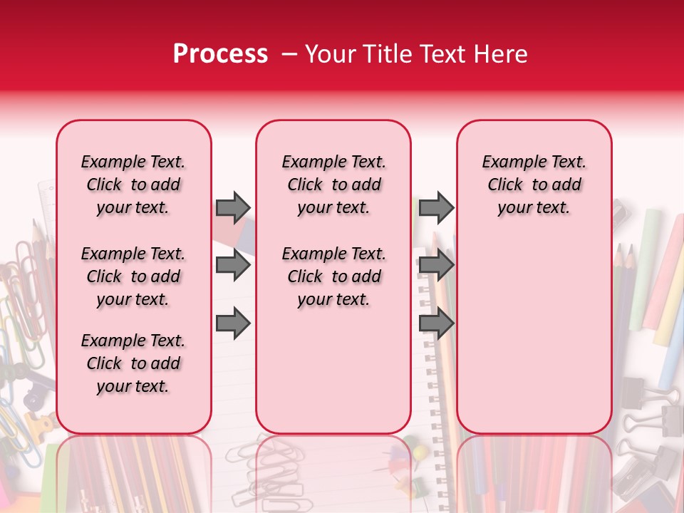 A Pile Of School Supplies With A Name Of Presentation PowerPoint Template