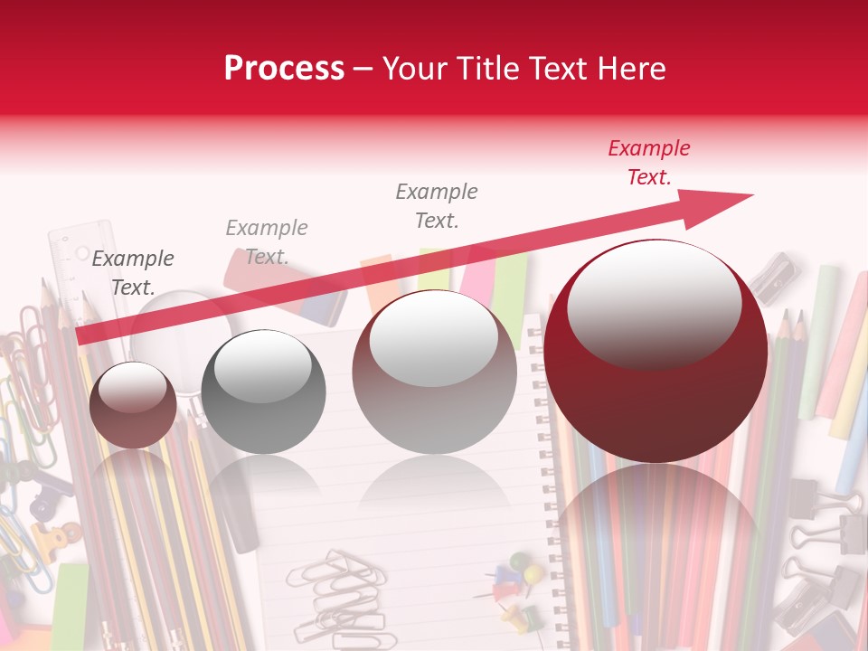 A Pile Of School Supplies With A Name Of Presentation PowerPoint Template