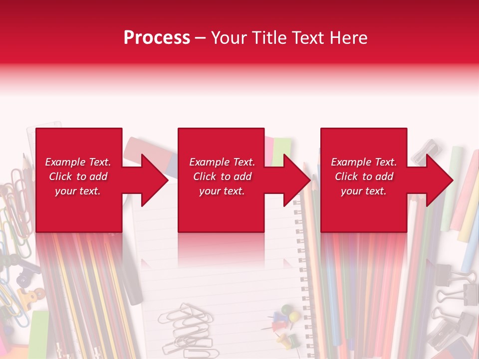 A Pile Of School Supplies With A Name Of Presentation PowerPoint Template