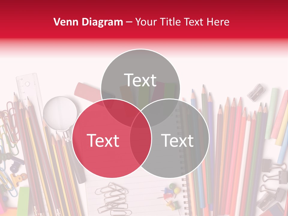 A Pile Of School Supplies With A Name Of Presentation PowerPoint Template