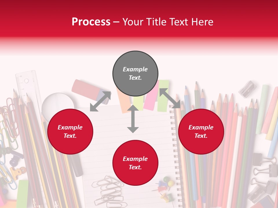 A Pile Of School Supplies With A Name Of Presentation PowerPoint Template