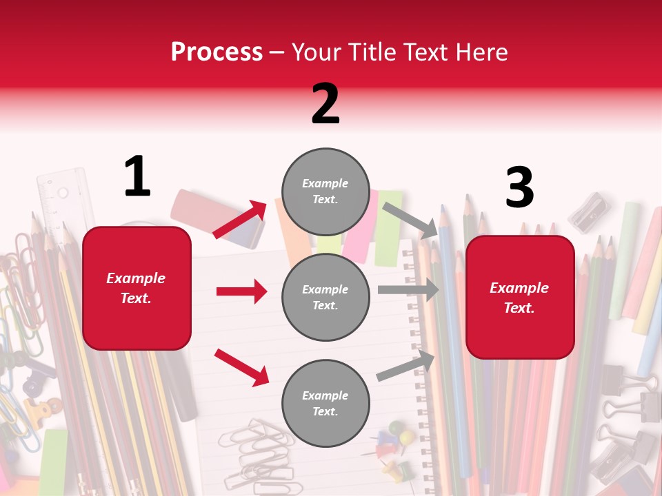 A Pile Of School Supplies With A Name Of Presentation PowerPoint Template