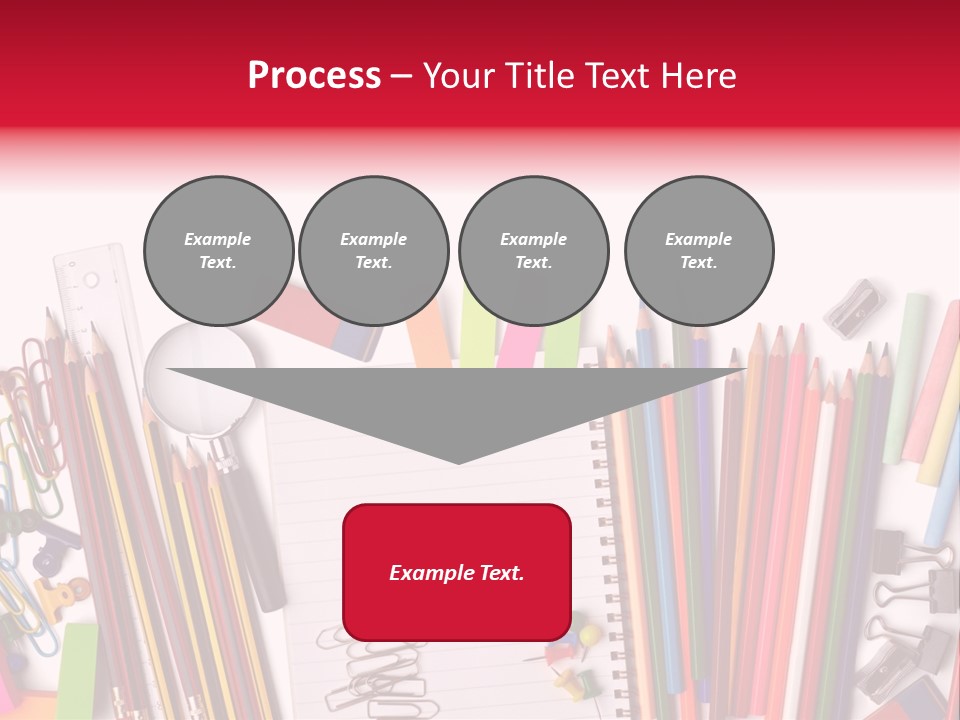 A Pile Of School Supplies With A Name Of Presentation PowerPoint Template