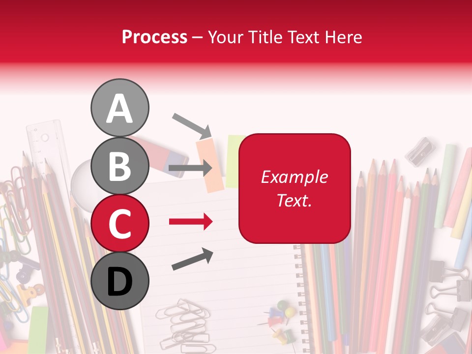 A Pile Of School Supplies With A Name Of Presentation PowerPoint Template