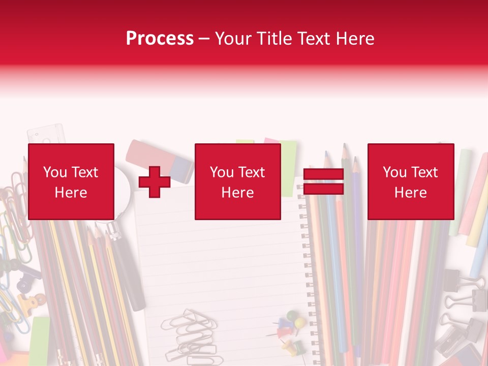 A Pile Of School Supplies With A Name Of Presentation PowerPoint Template